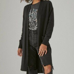 Lucky Brand Long Line Cardigan, Black, Size S